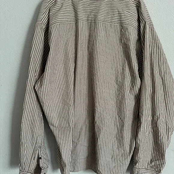 Wrangler Vintage Men’s Striped 100% Cotton Button Up Shirt Long Sleeve 2XL - Picture 4 of 11